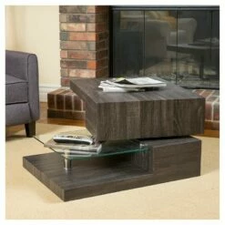 Michael Rectangular Rotating Coffee Table Black Oak - Christopher Knight Home -Coffee Tables Elegant store unnamed file 1964