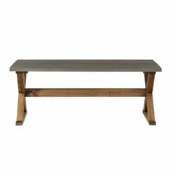 Xavier Farmhouse Trestle Leg Distressed Coffee Table - Saracina Home Gray/brown