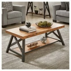 Lanshire Rustic Industrial Metal & Wood Cocktail Table - Inspire Q Gray -Coffee Tables Elegant store unnamed file 206