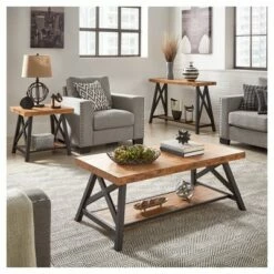 Lanshire Rustic Industrial Metal & Wood Cocktail Table - Inspire Q Gray -Coffee Tables Elegant store unnamed file 207