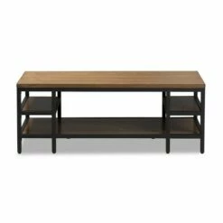 Caribou Rustic Industrial Style Oak Wood and Metal Finished Coffee Table Black - Baxton Studio