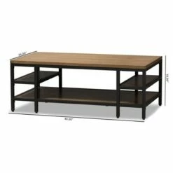 Caribou Rustic Industrial Style Oak Wood and Metal Finished Coffee Table Black - Baxton Studio -Coffee Tables Elegant store unnamed file 2076