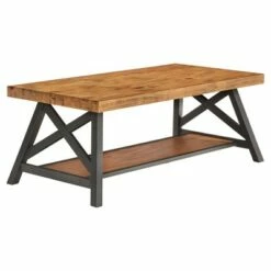 Lanshire Rustic Industrial Metal & Wood Cocktail Table - Inspire Q Gray -Coffee Tables Elegant store unnamed file 208