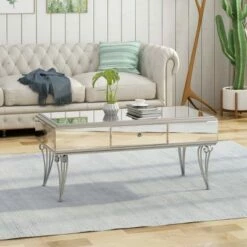Belvidere Modern Mirrored Coffee Table Silver - Christopher Knight Home