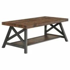 Lanshire Rustic Industrial Metal & Wood Cocktail Table - Inspire Q Gray -Coffee Tables Elegant store unnamed file 209
