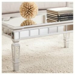 Glenrose Glam Mirrored Rectangular Cocktail Table- Matte Silver - Aiden Lane -Coffee Tables Elegant store unnamed file 2094