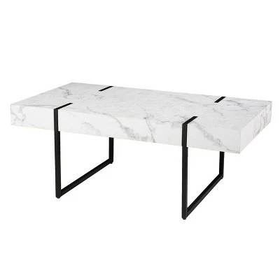 Wennan Modern Faux Marble Cocktail Table Black/White - Aiden Lane 5 Wennan Modern Faux Marble Cocktail Table Black/White - Aiden Lane - Image 3
