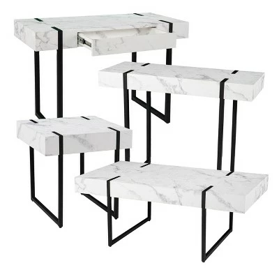 Wennan Modern Faux Marble Cocktail Table Black/White - Aiden Lane 9 Wennan Modern Faux Marble Cocktail Table Black/White - Aiden Lane - Image 7