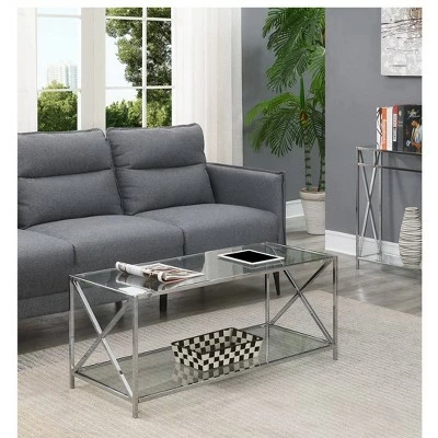 Oxford Chrome Coffee Table Clear Glass/Chrome Frame - Breighton Home 3 Oxford Chrome Coffee Table Clear Glass/Chrome Frame - Breighton Home