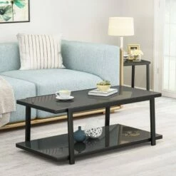 Snyder Modern Glass Top Coffee Table with Shelf Black - Christopher Knight Home