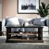 Room & Joy Hoffman Two Toned Rustic Coffee Table with 2 Shelves Black and Walnut - Room & Joy