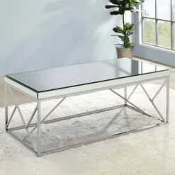 Evelyn Mirror Top Cocktail Table Chrome - Steve Silver Co.