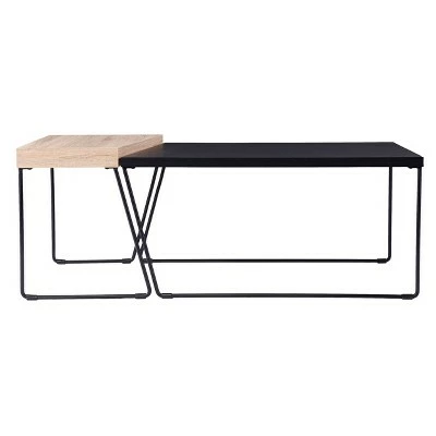 Set of 2 Bexearl Cocktail Tables Black/Natural - Aiden Lane 4 Set of 2 Bexearl Cocktail Tables Black/Natural - Aiden Lane - Image 2