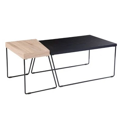 Set of 2 Bexearl Cocktail Tables Black/Natural - Aiden Lane 5 Set of 2 Bexearl Cocktail Tables Black/Natural - Aiden Lane - Image 3