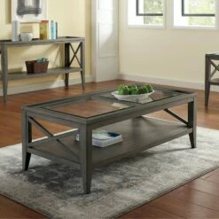 Mabel Tempered Glass Top Coffee Table - HOMES: Inside + Out Gray