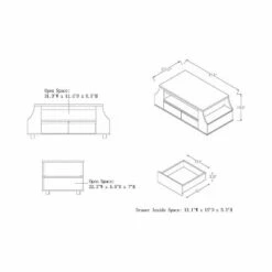 Carmona Contemporary Multi-Storage Coffee Table with Side Shelves Walnut - HOMES: Inside + Out -Coffee Tables Elegant store unnamed file 2285