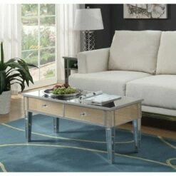 Gold Coast Mirror Coffee Table with Two Drawers Mirror/Silver Frame - Breighton Home -Coffee Tables Elegant store unnamed file 2288