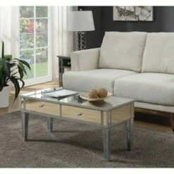 Gold Coast Mirror Coffee Table with Two Drawers Mirror/Silver Frame - Breighton Home -Coffee Tables Elegant store unnamed file 2289