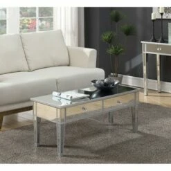 Gold Coast Mirror Coffee Table with Two Drawers Mirror/Silver Frame - Breighton Home -Coffee Tables Elegant store unnamed file 2290