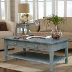 Spencer Coffee Table Antique Washed Heather Gray - International Concepts
