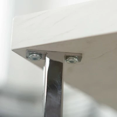 Maxwell Two-Tone Modern Glam Coffee Table - Saracina Home White Faux Marble/chrome 5 Maxwell Two-Tone Modern Glam Coffee Table - Saracina Home White Faux Marble/chrome - Image 3