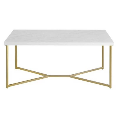 Maxwell Two-Tone Modern Glam Coffee Table - Saracina Home White Faux Marble/chrome 7 Maxwell Two-Tone Modern Glam Coffee Table - Saracina Home White Faux Marble/chrome - Image 5