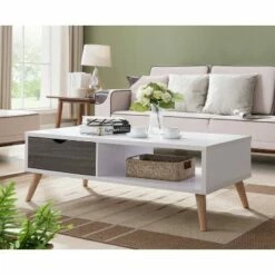Barrios Transitional Coffee Table Distressed Gray/White - HOMES: Inside + Out