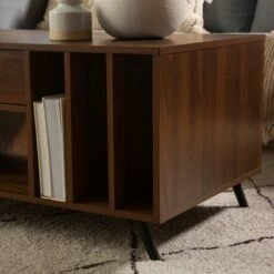 44" Modern 2 Drawer Storage Coffee Table Dark Walnut - Saracina Home -Coffee Tables Elegant store unnamed file 2405