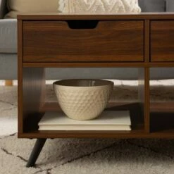 44" Modern 2 Drawer Storage Coffee Table Dark Walnut - Saracina Home -Coffee Tables Elegant store unnamed file 2406