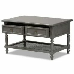 Sheldon Vintage Wood 2 Drawer Coffee Table Gray - Baxton Studio