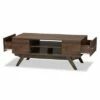 Ashfield Mid Century Modern Walnut Finished Wood 2 Drawer Coffee Table Brown - Baxton Studio