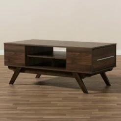 Ashfield Mid Century Modern Walnut Finished Wood 2 Drawer Coffee Table Brown - Baxton Studio 18 Ashfield Mid Century Modern Walnut Finished Wood 2 Drawer Coffee Table Brown - Baxton Studio -Coffee Tables Elegant store unnamed file 2469