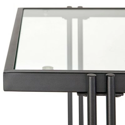 Folio Metal and Glass Coffee Table Black - Lifestorey 3 Folio Metal and Glass Coffee Table Black - Lifestorey