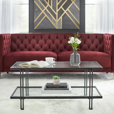 Folio Metal and Glass Coffee Table Black - Lifestorey 5 Folio Metal and Glass Coffee Table Black - Lifestorey - Image 3