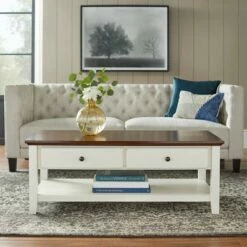 Charleston Coffee Table Off White/Chestnut - Buylateral