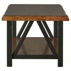 Hartwell Living Edge Rustic Industrial Cocktail Table - Brown - Inspire Q