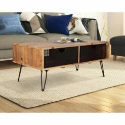 42" Lindsay Foldable Coffee Table Brown/Black - Summerland Home