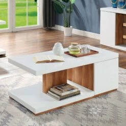 Hal Open Shelf Coffee Table White - miBasics