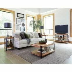 Alaterre Furniture Ryegate Live Edge Solid Wood Coffee Table Metal and Wood -Coffee Tables Elegant store unnamed file 2659