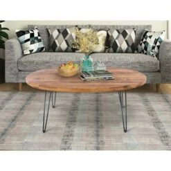 44" Hayward Oval Coffee Table Brown/Black - Summerland Home