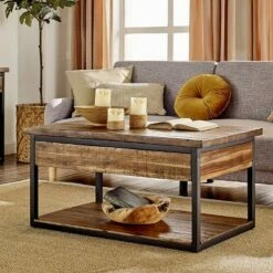 Claremont Rustic Wood Coffee Table with Low Shelf Dark Brown - Alaterre Furniture