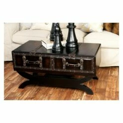 Faux Leather Trunk Coffee Table Brown - Olivia & May -Coffee Tables Elegant store unnamed file 2690