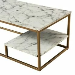 Marmo Coffee Table with Faux Marble Top Brass - Teamson Home -Coffee Tables Elegant store unnamed file 2715
