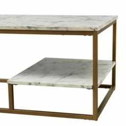 Marmo Coffee Table with Faux Marble Top Brass - Teamson Home -Coffee Tables Elegant store unnamed file 2716