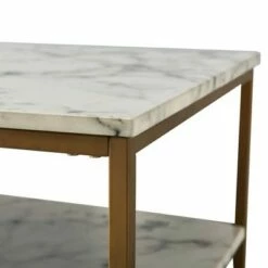 Marmo Coffee Table with Faux Marble Top Brass - Teamson Home -Coffee Tables Elegant store unnamed file 2717