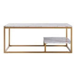 Marmo Coffee Table with Faux Marble Top Brass - Teamson Home -Coffee Tables Elegant store unnamed file 2719