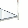 Glass Top Metal Coffee Table with Open Bottom Shelf Clear/Silver - Benzara