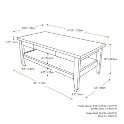 Hollywood Coffee Table with Drawers Dark Gray - CorLiving -Coffee Tables Elegant store unnamed file 2738