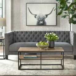 Piazza Contemporary Coffee Table Black/Natural - Buylateral