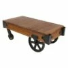 Wood and Metal Cart Coffee Table Natural - Olivia & May -Coffee Tables Elegant store unnamed file 2806